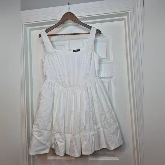 Reset By Jane White Square-Neck Corset Bodice dress Size Large - Picture 2 of 9